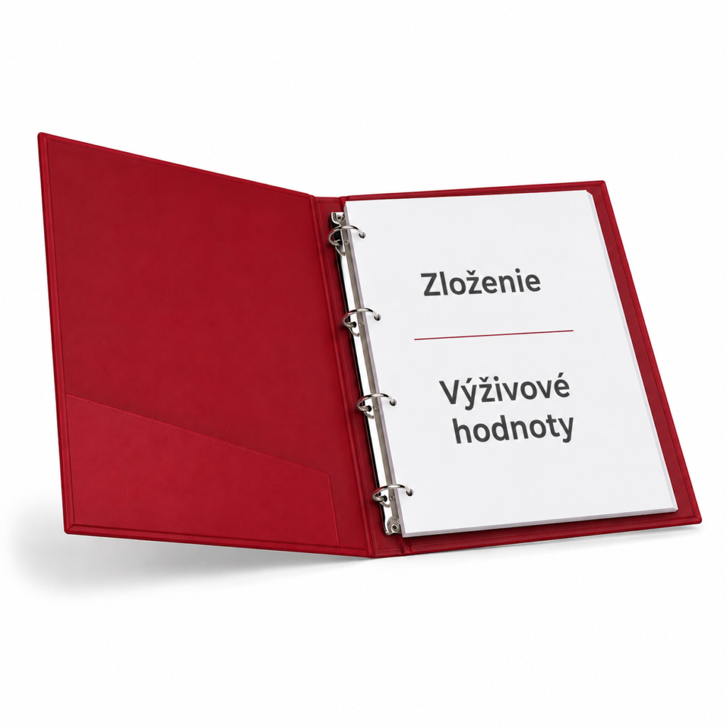 Šanón s informáciami o zložení pečiva na predajni